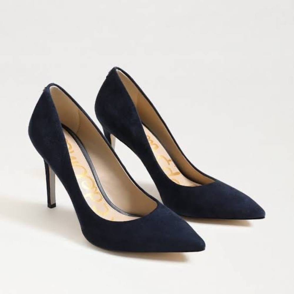 Sam Edelman Hazel Pointed Toe Pump Navy Blue Suede Stiletto Heels Womens 7.5
